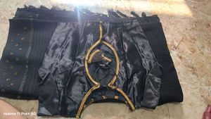 Elegant Black &amp; Grey Embroidered Saree