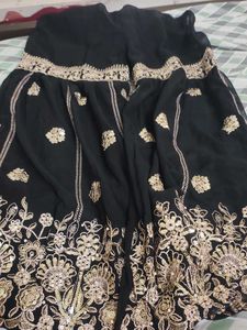 Elegant Black &amp; Gold Embellished Lehenga Choli