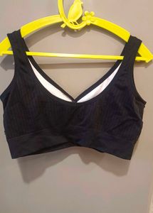Comfortable Black Ribbed Front-open Bra