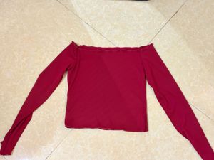 Off-Shoulder Ribbed Crop Top