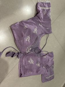 Elegant Lavender Embroidered Saree
