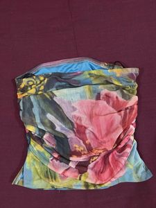 Floral Ruched Tube Top