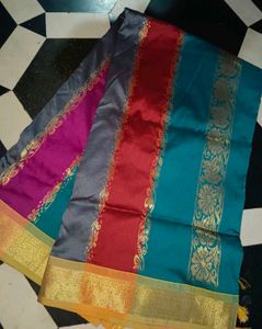 Multi Clr Pattu Saree