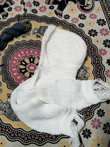 White Knitted Dupatta Scarf