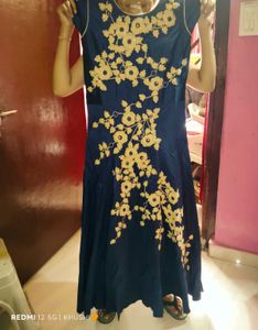 Elegant Blue Embroidered Gown