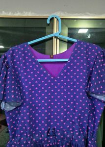 Cute Purple Heart Print Dress