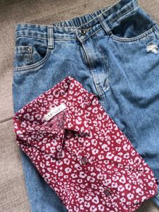 wome's shirt with denim combo