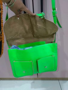 Vibrant Neon Green Satchel Bag
