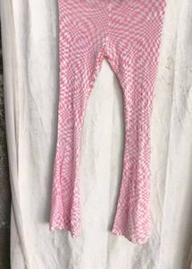 Y2K Pink Checkerboard Flare Pants
