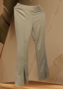 Stylish Beige Slit-Hem Pants Size S