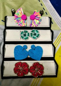 Vibrant Beaded &amp; Embroidered Statement Earrings