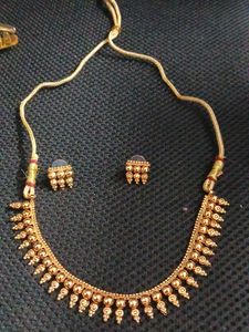 Golden Necklace and Earrings Set