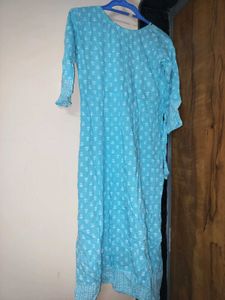 Sky Blue Printed Kurta