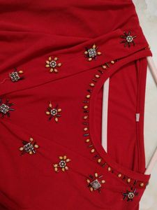 Red Embellished Top