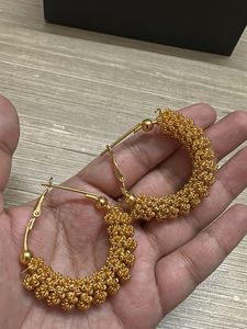 Gold Tone Textured Hoop Earrings