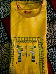 Yellow Crepe Printed Kurta