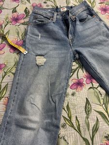 Light Wash Distressed Straight Leg Jeans