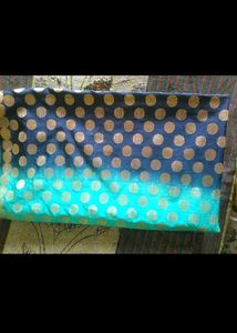 Beautiful Teal Polka Dot saree