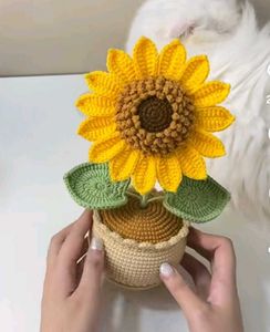 Crocheted Sunflower Potted Plant