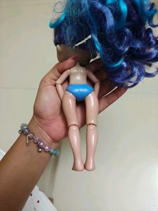 Unique Blue-Haired Doll with Articulated Limbs