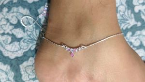 Elegant Silver Anklet with Pink Stones