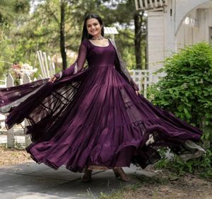 Elegant Purple Anarkali Gown