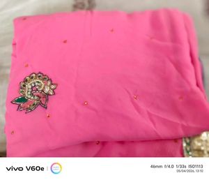 Elegant Pink Saree with Golden Border