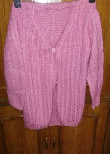 Handmade Charming Pink Knit Cardigan