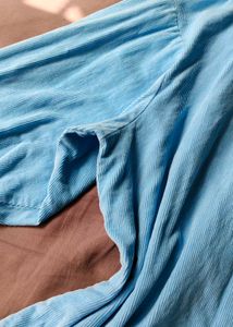 velvet Light Blue Oversized Button-Up Shirt