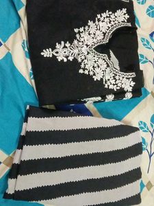Elegant Black Kurta with White Embroidery