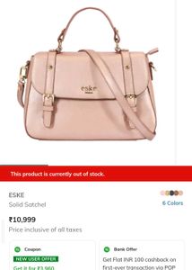 Eske Solid Satchel Handbag..