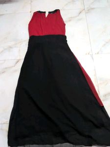Elegant Red &amp; Black Evening Dress