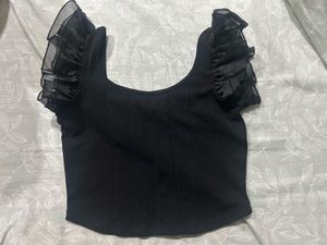 Elegant Black Ruffle Top