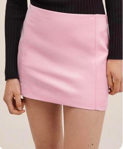 MANGO Pink Solid Seams Mini Skirt