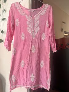 Charming Pink Chikankari short Kurta