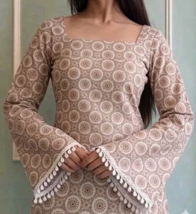 Stylish Printed Kurta with Bell Sleeves