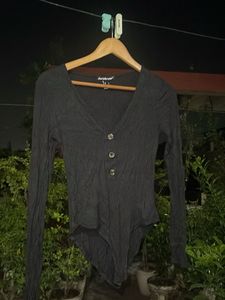 Ribbed Button-Up Long Sleeve Bodysuit