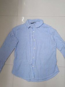 Blue Striped Button-Up Shirt