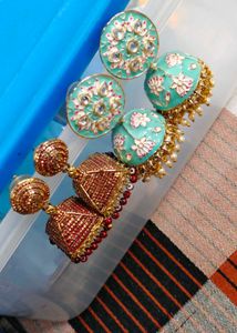 Beautiful Enamel Jhumka Earrings