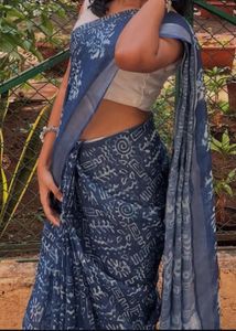 Stylish Blue Printed Saree