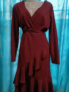 Burgundy Wrap Dress