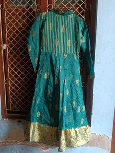 Elegant Teal &amp; Gold Anarkali Kurta
