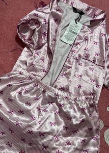 🎀Pink Bow Print Pajama Top (M size)
