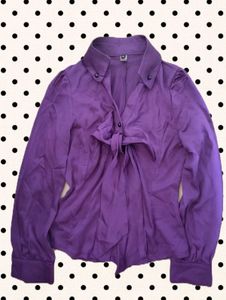 Elegant Purple Bow Blouse