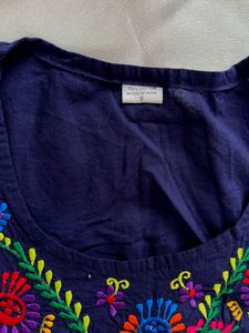 Embroidered Navy Blue Kurta