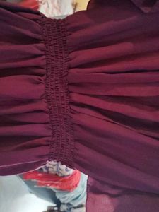 233.Chic Burgundy Flared Dress