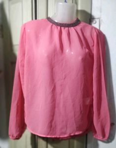 Chic Pink Sheer Blouse