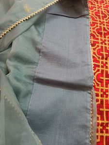 Grey Yellow Organza Saree