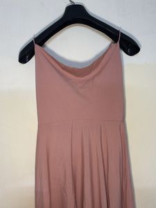 Elegant Pink Cowl Neck Slit Maxi Dress
