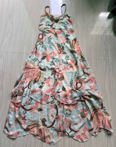 Light Blue Floral Tiered Maxi Dress